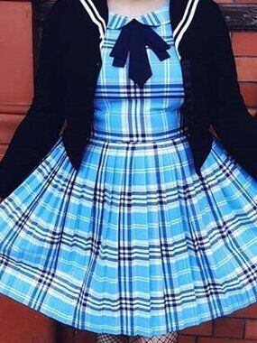 Hell Bunny Aberdeen Blue Plaid Dress